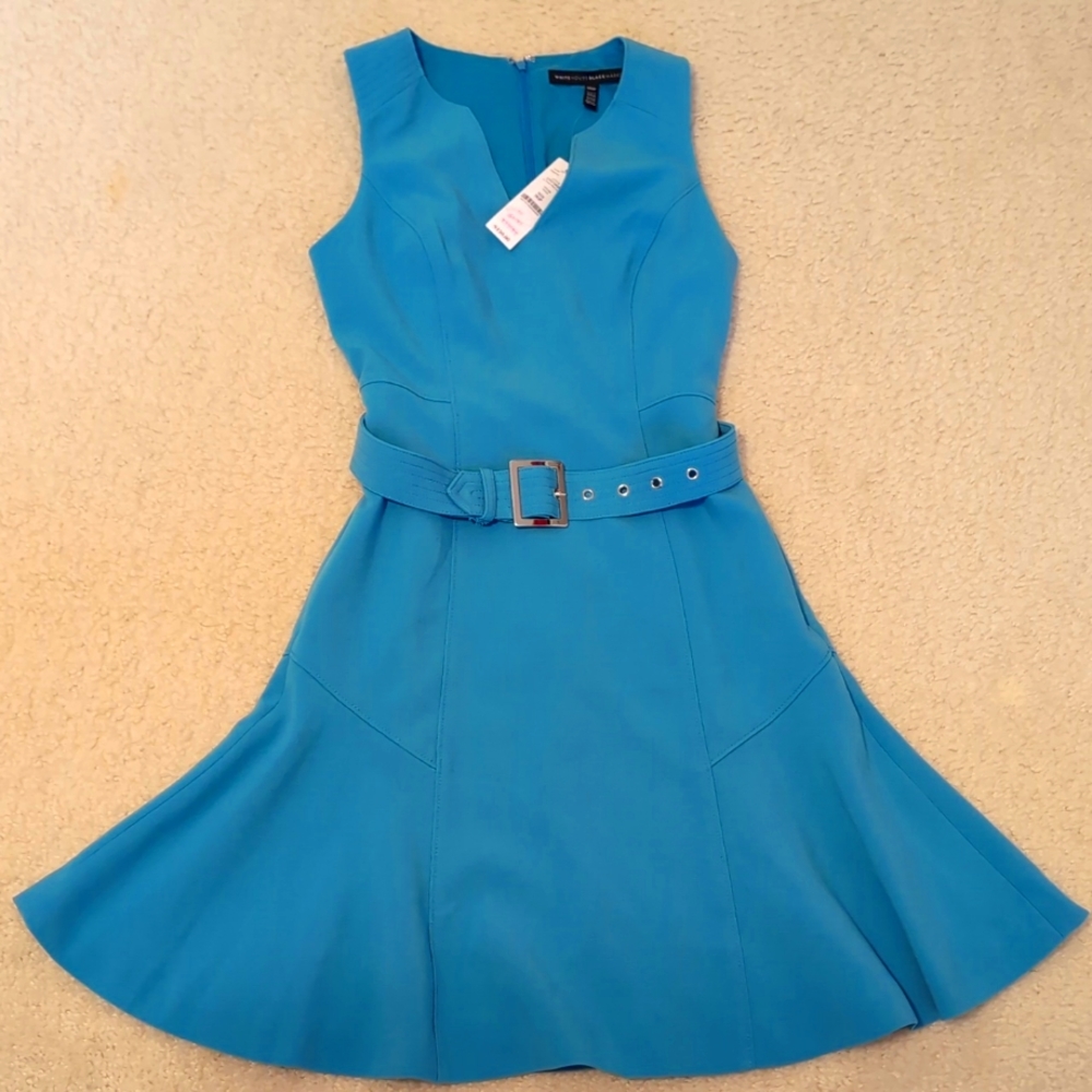 White House Black Market petite belted A line dress size 00P